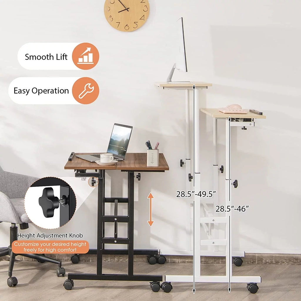 Mobile Standing Desk with Tilting Tabletop & Wheels L91923