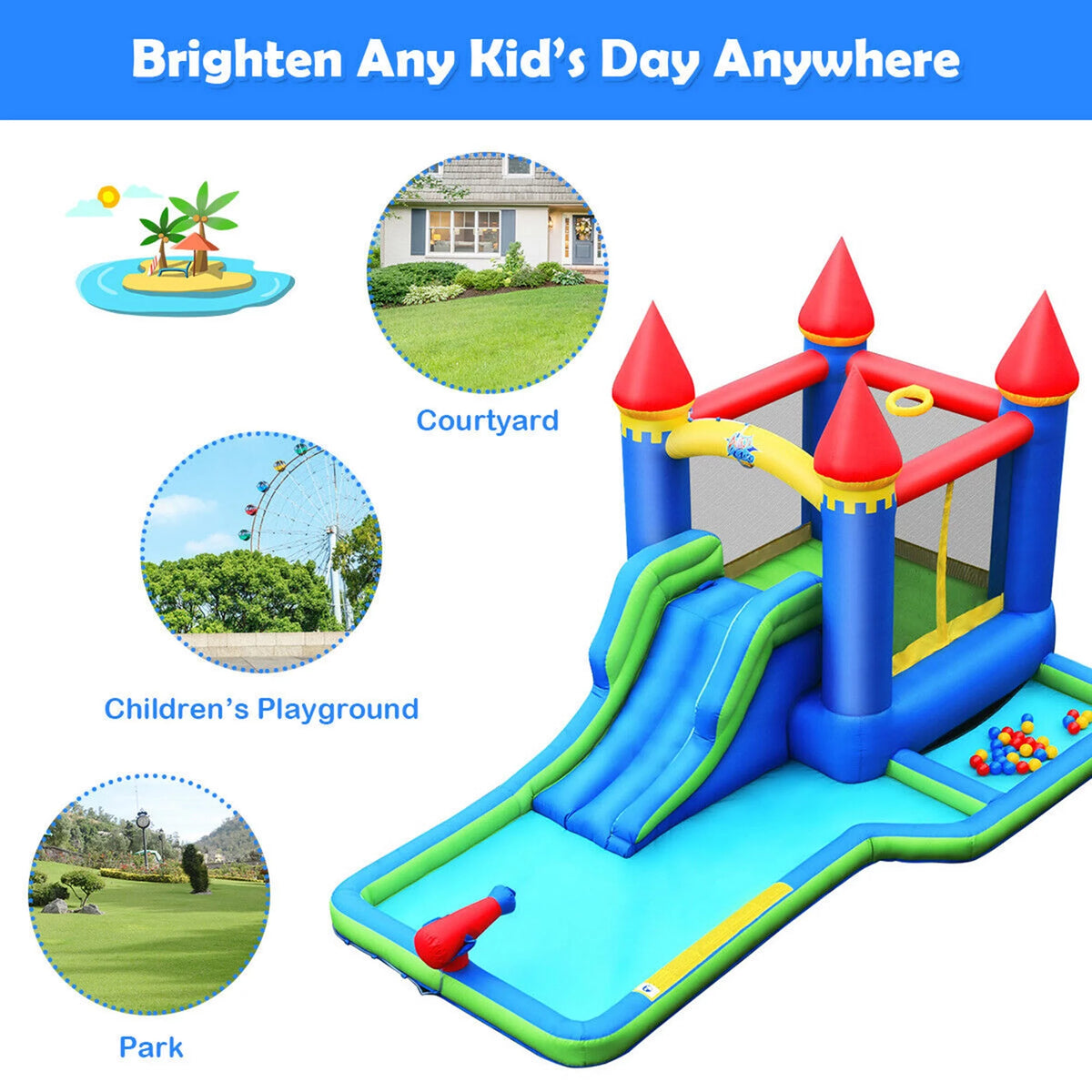 Inflatable Bouncer Climbing Slide Bounce House Water Park Ball Pit S512428