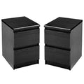 Black 2 Drawer Woodgrain Night Stands Set of 2 P924
