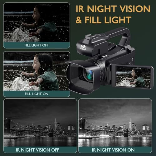 6K Camcorder Video Camera with 64GB SD Card S191