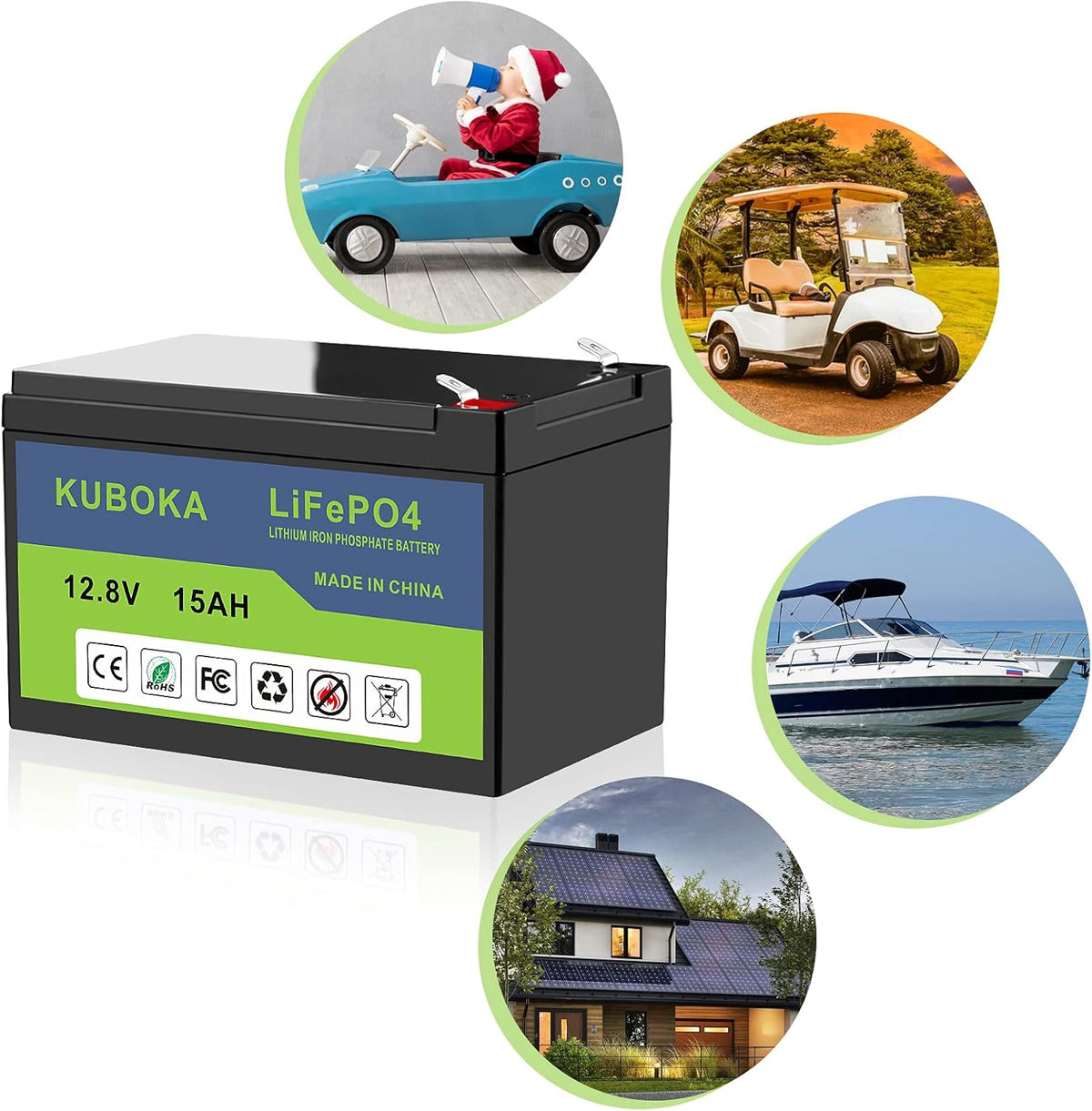 12V 15Ah LiFePO4 Lithium-ion Rechargeable Battery with Built-in BMS R7153