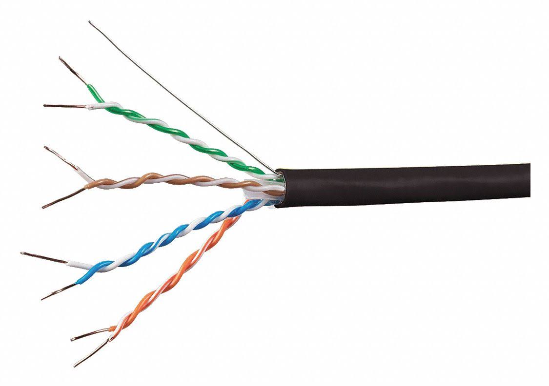 1000ft 24AWG Cat5e 350MHz STP Solid Riser-Rated Bulk Pure Bare Copper Ethernet Cable Blue D6320