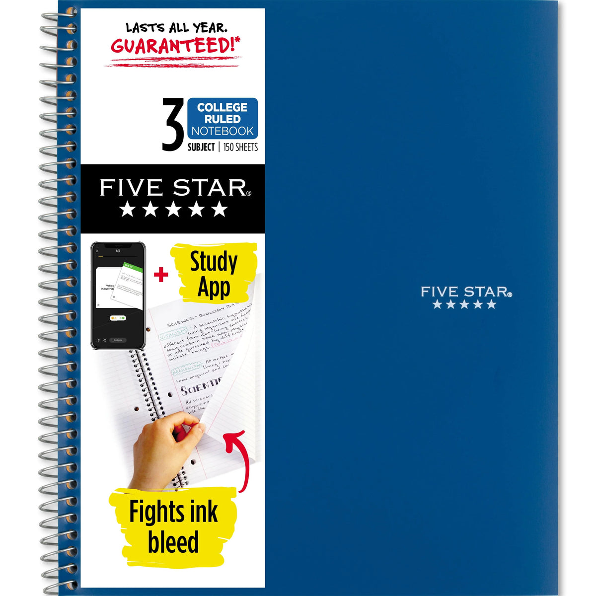 Wirebound Notebook, 3 Subject, College Ruled, Pacific Blue K49517