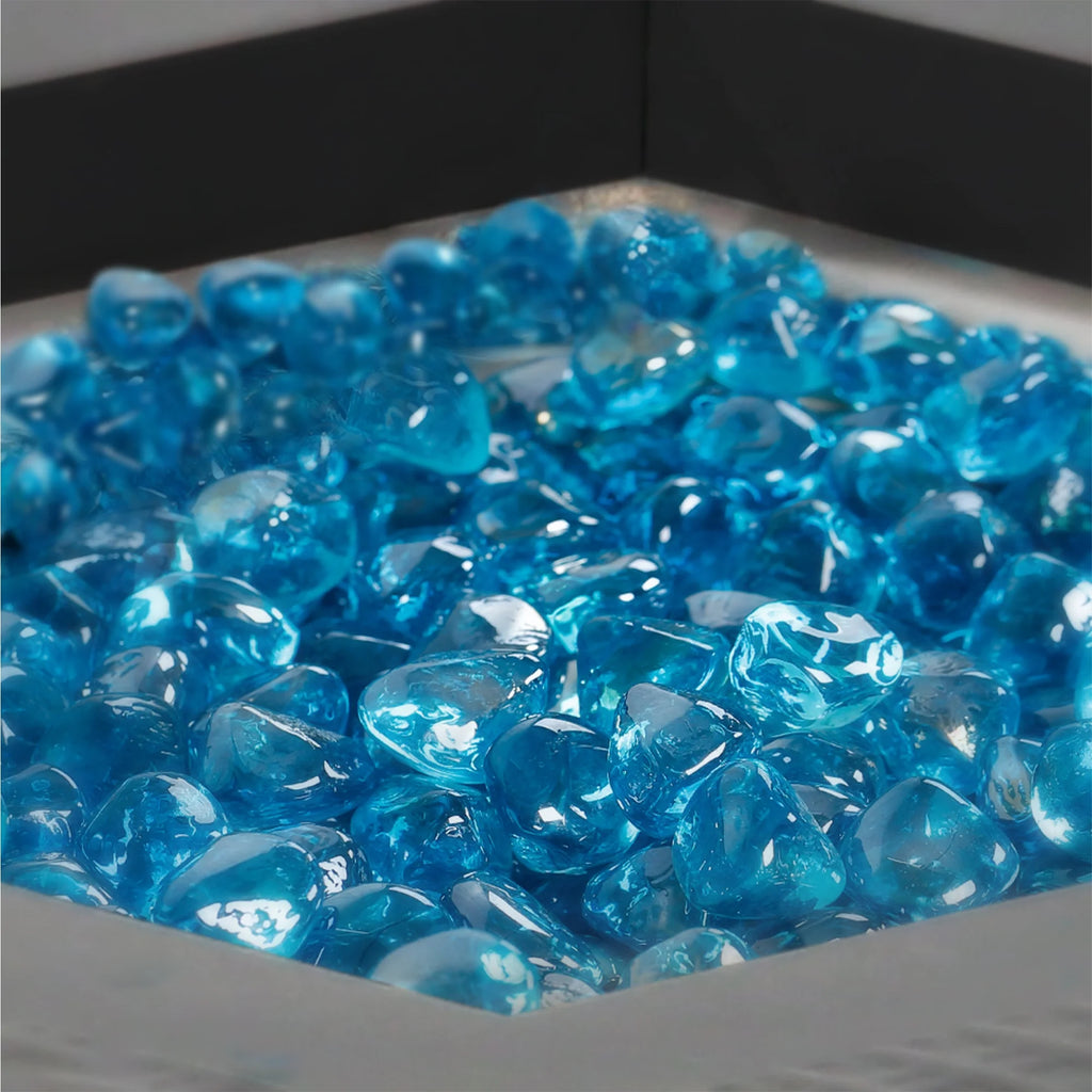 28" Gas Fire Pit Table with Blue Glass Stones B439