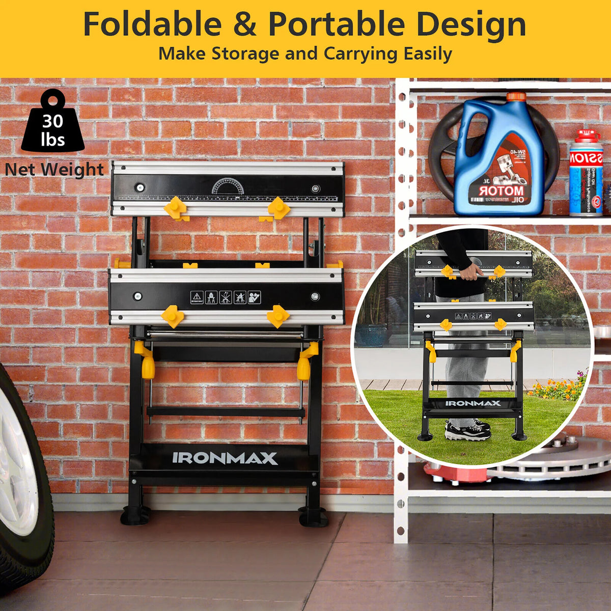 Folding Portable Workbench with Adjustable Height P6424