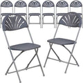 Gray Plastic Fan Back Folding Chair Y13884
