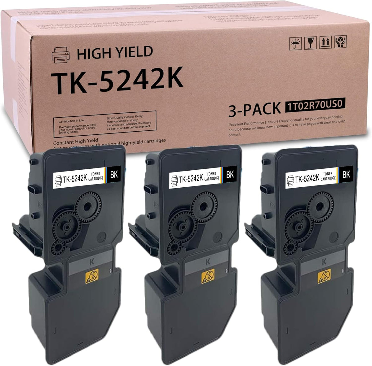3 Black Toner Cartridge for Kyocera ECOSYS P5026cdn P5026cdw M5526cdn M5526cdw Printer B52829