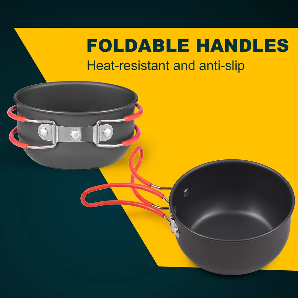 Outdoor Cooking Utensils Set with Camping Stove Lightweight Aluminum Pot and Stainless Steel Cutlery I531