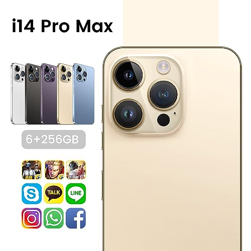 Unlocked Cell Phone 6.82" HD Screen 6+256GB Android 13 Smartphone Dual SIM Gold F710