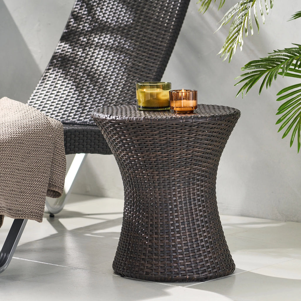 Multibrown Outdoor Wicker Side Table Z8131