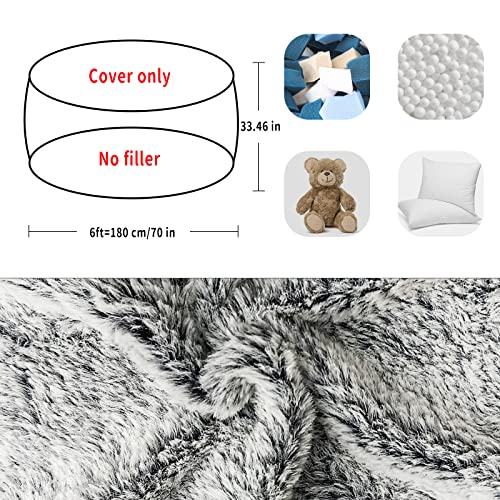 Round Soft Fluffy PV Velvet Washable Bean Bag Chair Cover 5ft Dark Grey M167585