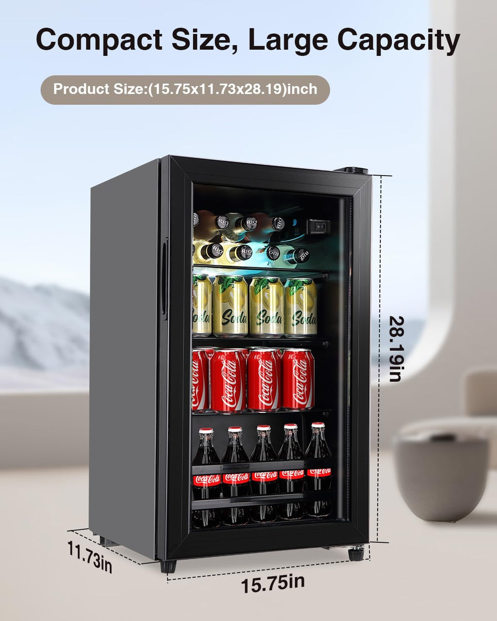 120 Can Freestanding Beverage Cooler with Glass Door L334152