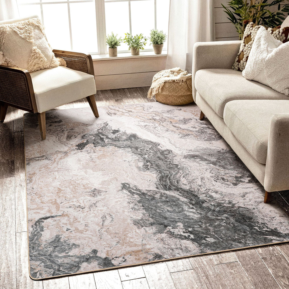 Blue 8x10 Machine Washable Area Rug Z323